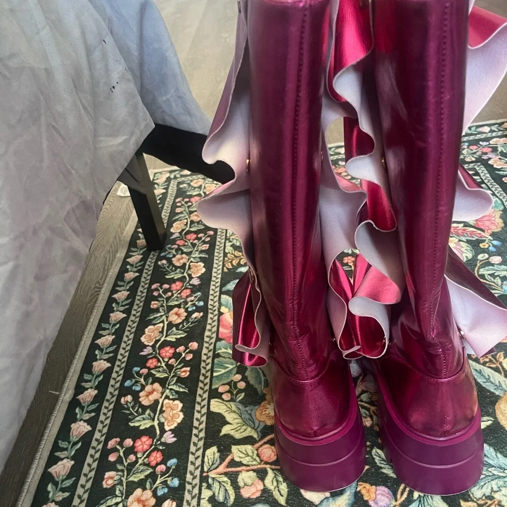 Boots Metallic Magenta Platform Over-the-Knee Boots - Women No Name
